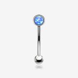 Fire Opal Press Fit Sparkle Curved Barbell-Blue Opal