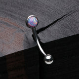 Detail View 1 of Fire Opal Press Fit Sparkle Curved Barbell-Purple Opal