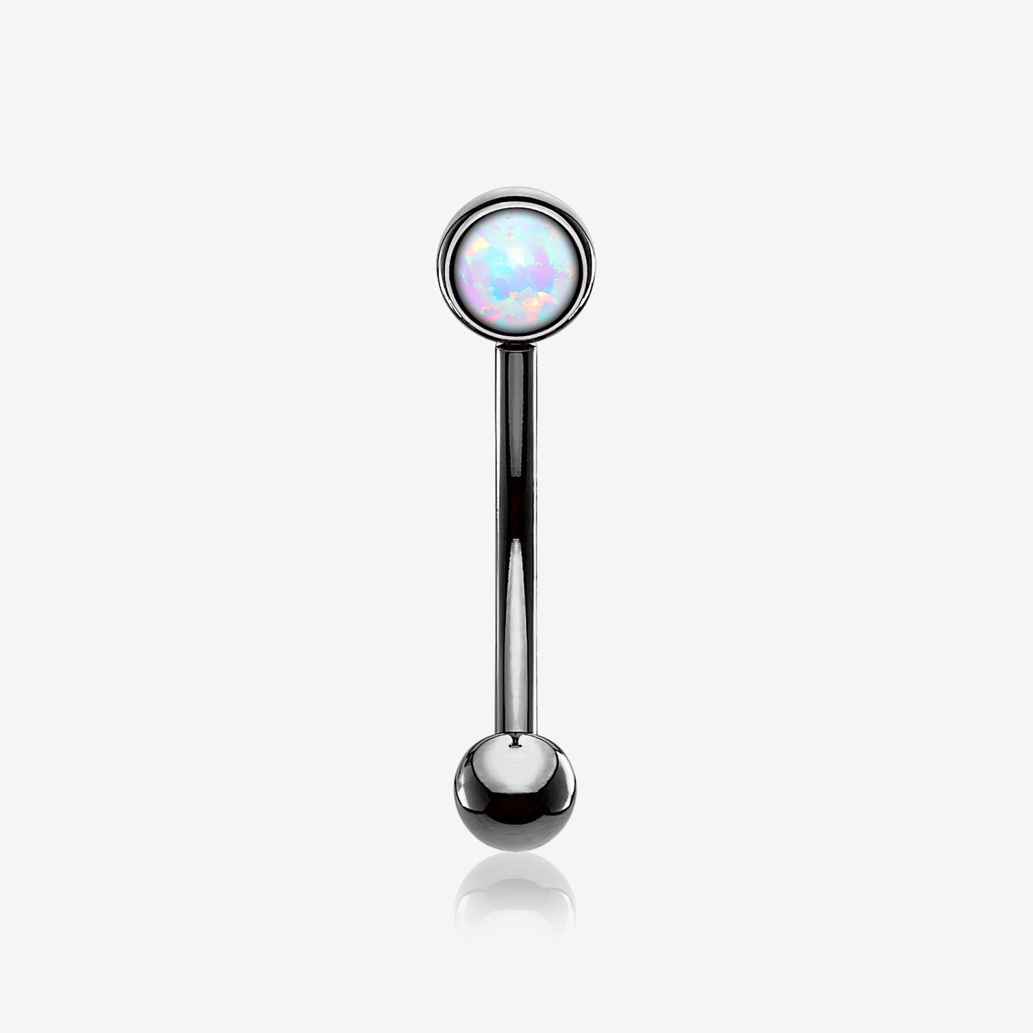 Blackline Fire Opal Press Fit Sparkle Curved Barbell-White Opal