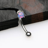 Detail View 1 of Fire Opal Prong Set Sparkle Curved Barbell-Purple Opal