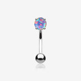 Fire Opal Prong Set Sparkle Curved Barbell-Purple Opal