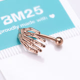 Detail View 4 of Rose Gold Skeleton Hand of Death Curved Barbell