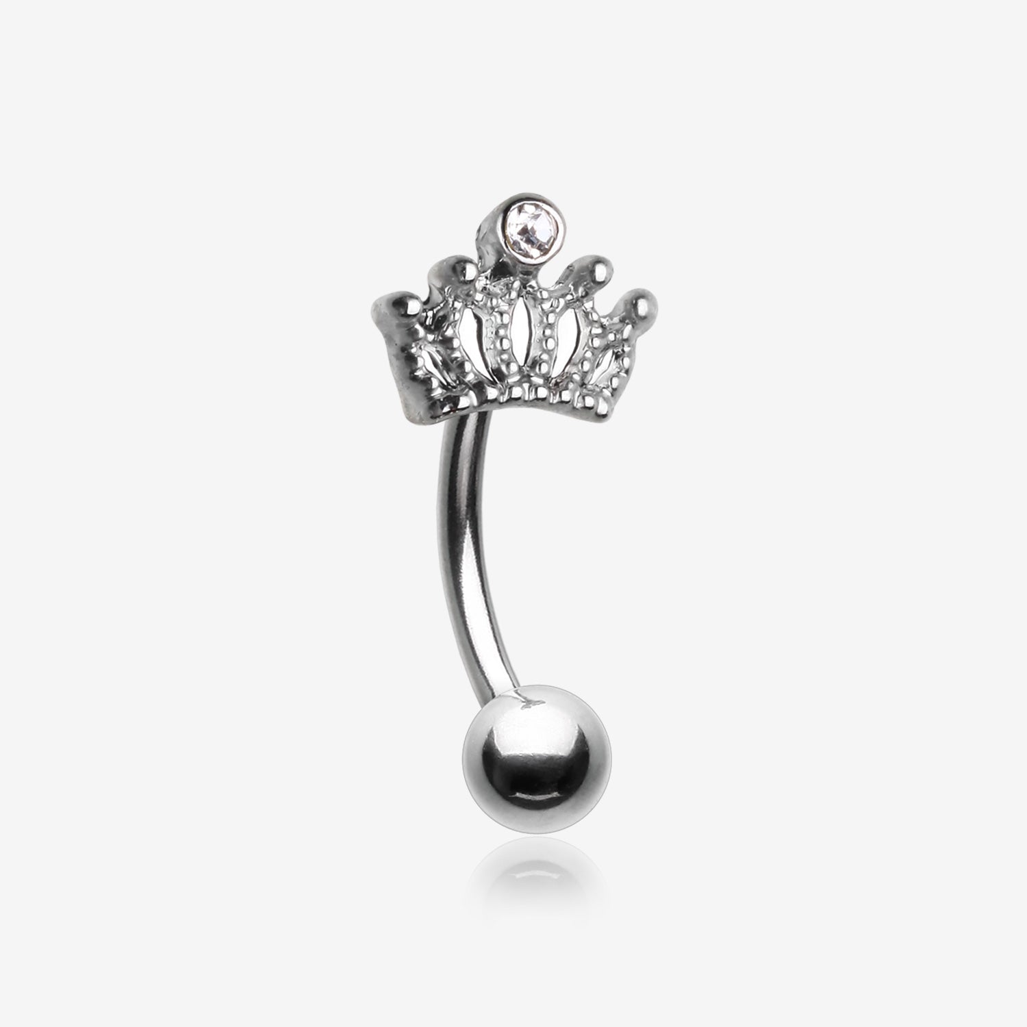 Emperor Crown Sparkle Curved Barbell-Clear Gem