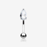 Teardrop Gem Sparkle Prong Set Curved Barbell