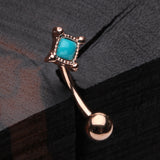 Rose Gold Bohemian Turquoise Bead Curved Barbell-Turquoise