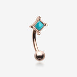 Rose Gold Bohemian Turquoise Bead Curved Barbell