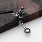 Detail View 1 of Victorian Goth Bat Sparkle Curved Barbell-Black