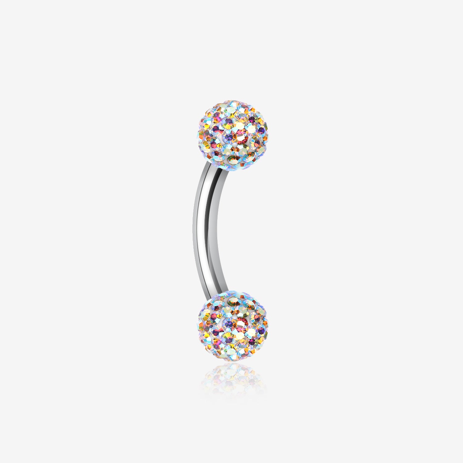 Multi-Gem Sparkle Curved Barbell Eyebrow Ring-Aurora Borealis