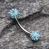 Detail View 1 of Multi-Gem Sparkle Curved Barbell Eyebrow Ring-Aqua