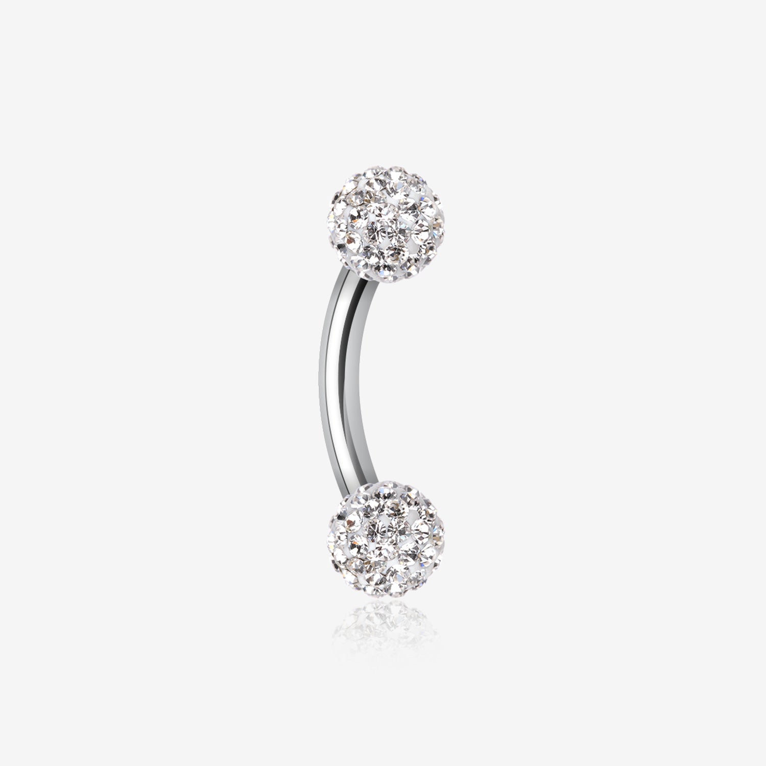 Multi-Gem Sparkle Curved Barbell Eyebrow Ring-Clear Gem