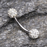 Detail View 1 of Multi-Gem Sparkle Curved Barbell Eyebrow Ring-Clear Gem