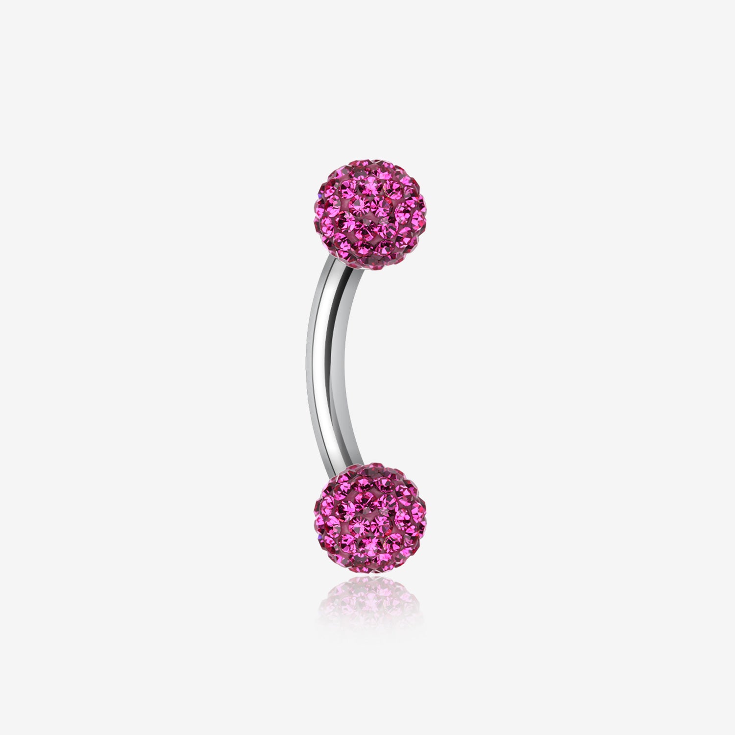 Multi-Gem Sparkle Curved Barbell Eyebrow Ring-Fuchsia