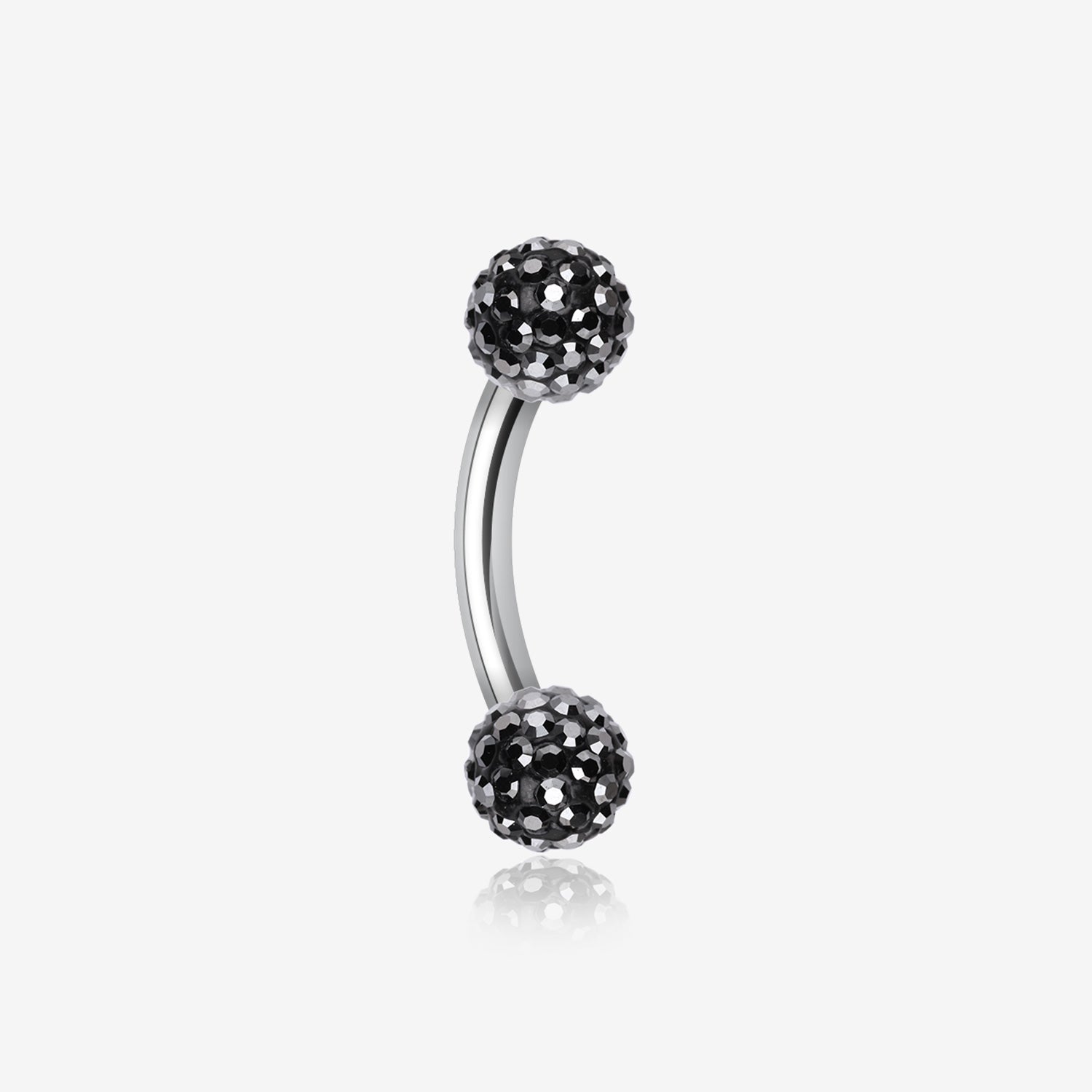 Multi-Gem Sparkle Curved Barbell Eyebrow Ring-Hematite