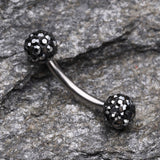 Detail View 1 of Multi-Gem Sparkle Curved Barbell Eyebrow Ring-Hematite