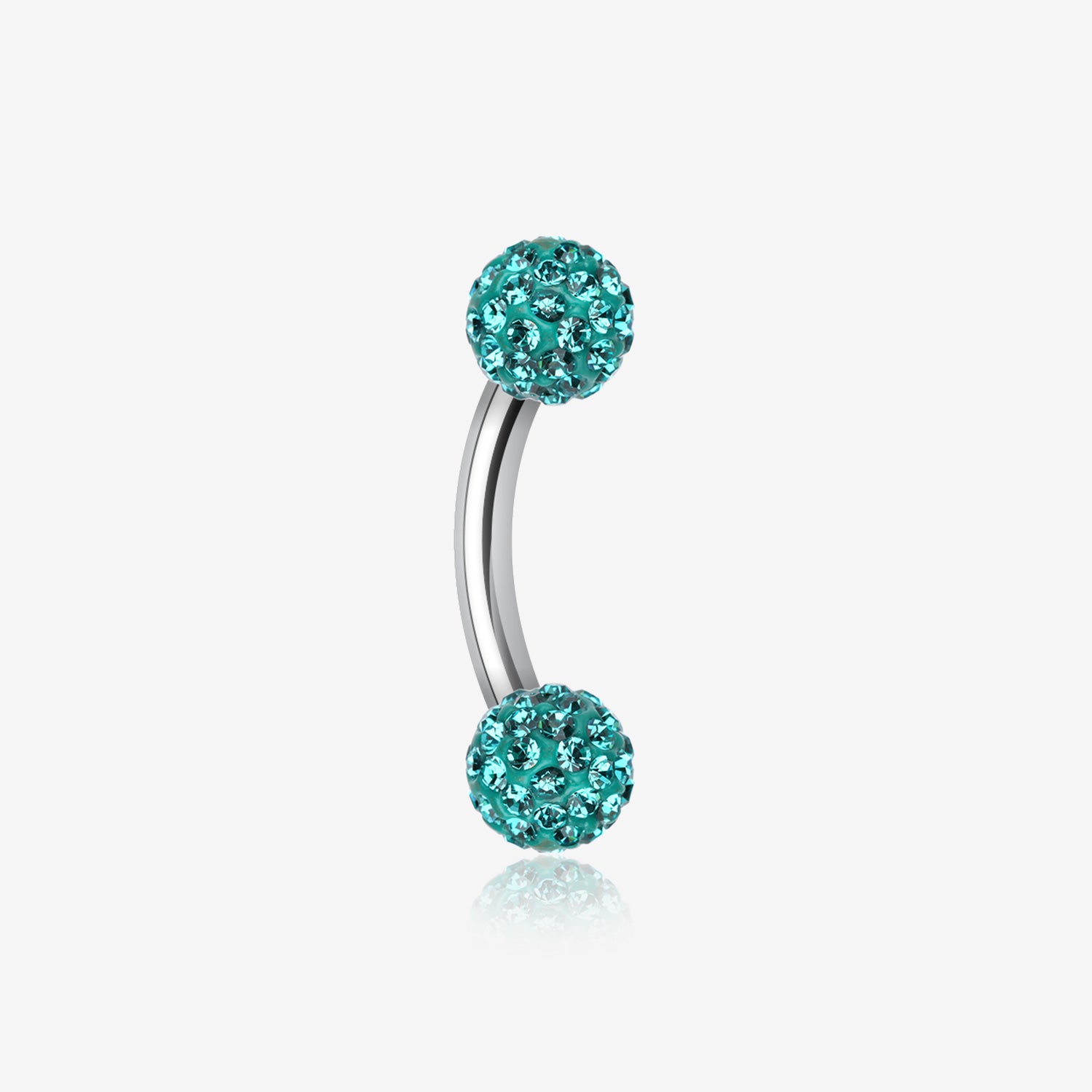 Multi-Gem Sparkle Curved Barbell Eyebrow Ring-Teal
