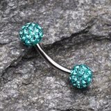 Detail View 1 of Multi-Gem Sparkle Curved Barbell Eyebrow Ring-Teal