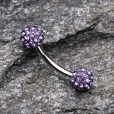 Detail View 1 of Multi-Gem Sparkle Curved Barbell Eyebrow Ring-Tanzanite