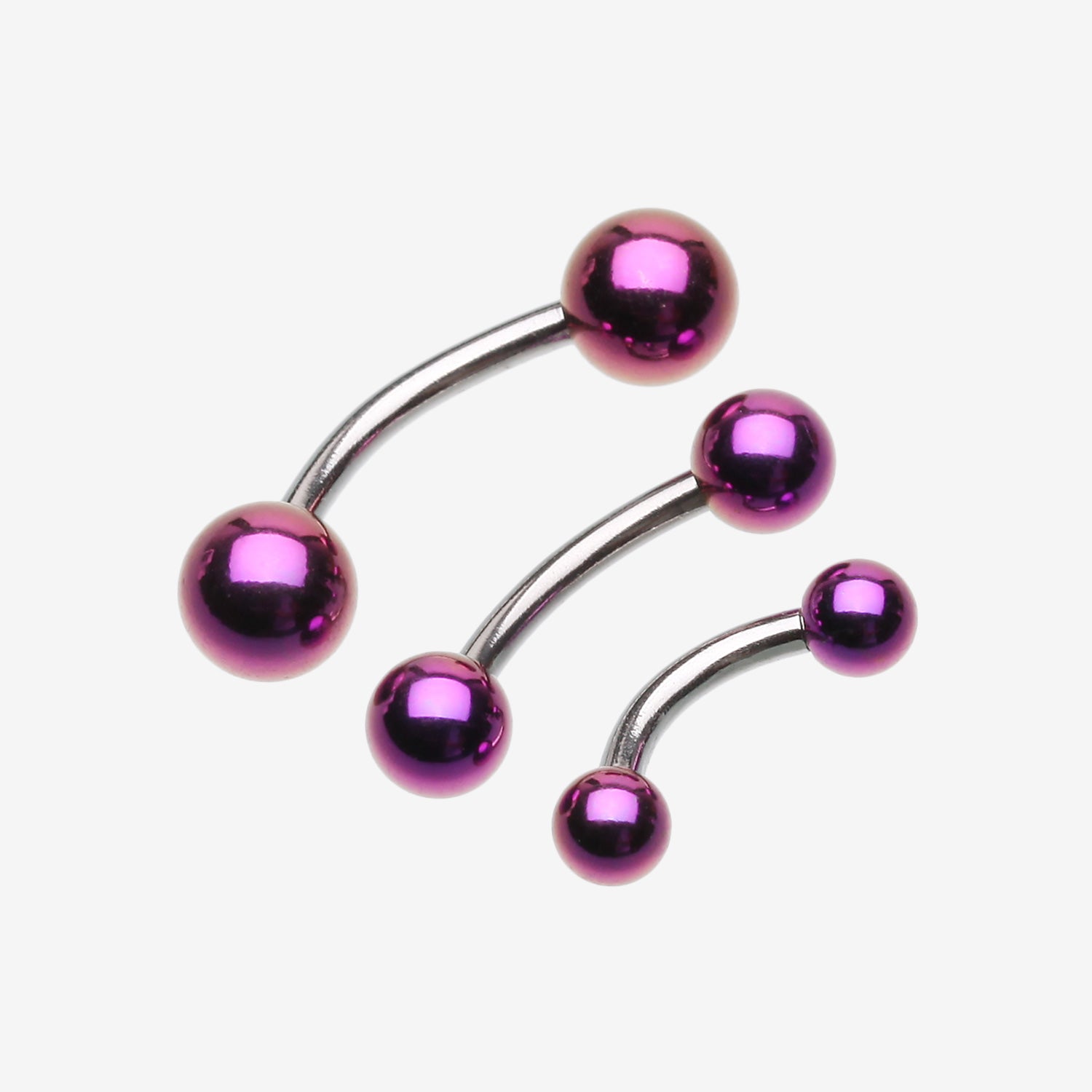 Colorline PVD Ball Top Steel Curved Barbell Ring-Purple