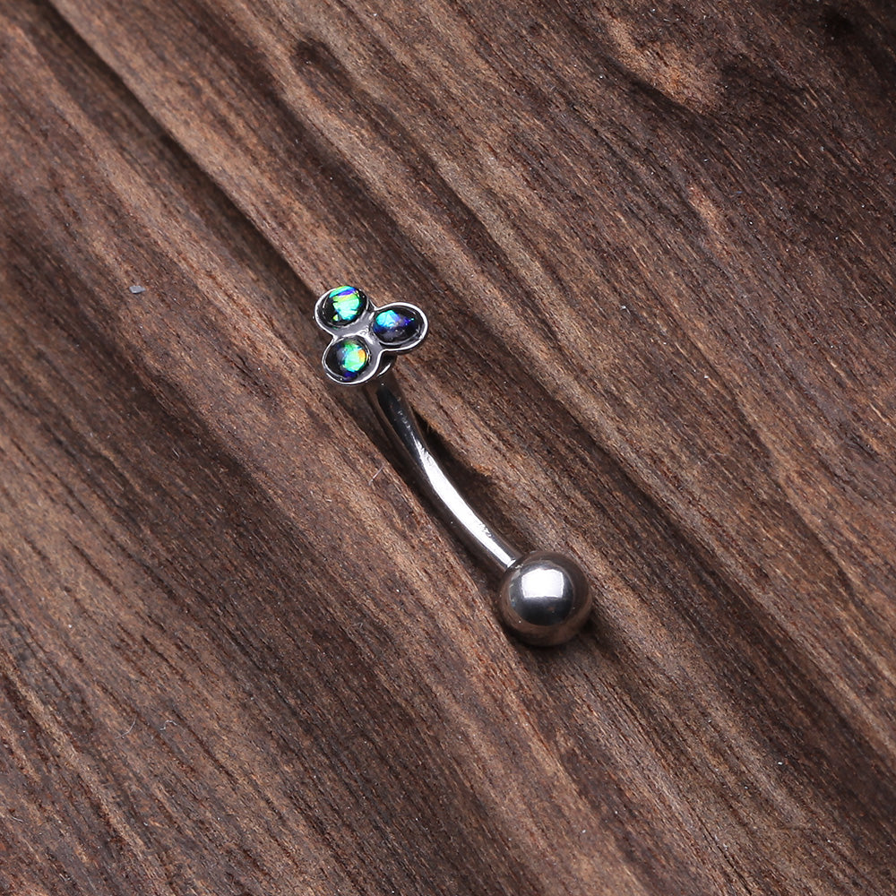 Detail View 2 of Trinity Opal Sparkle Curved Barbell Ring-Black