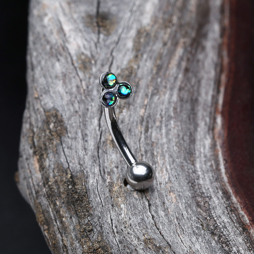 Detail View 3 of Trinity Opal Sparkle Curved Barbell Ring-Black