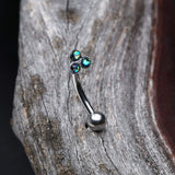 Detail View 3 of Trinity Opal Sparkle Curved Barbell Ring-Black