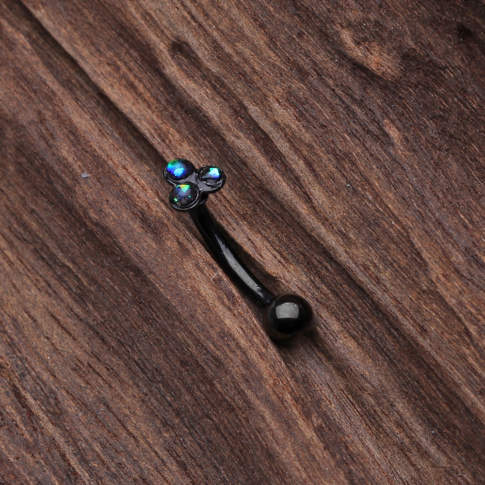 Detail View 2 of Blackline Trinity Opal Sparkle Curved Barbell Ring-Black/Black