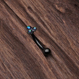 Detail View 2 of Blackline Trinity Opal Sparkle Curved Barbell Ring-Black/Black