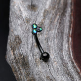 Detail View 3 of Blackline Trinity Opal Sparkle Curved Barbell Ring-Black/Black