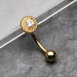 Detail View 1 of Golden Grand Sparkle Gem Eyebrow Curved Barbell Ring-Clear Gem