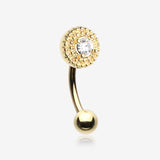 Golden Grand Sparkle Gem Eyebrow Curved Barbell Ring