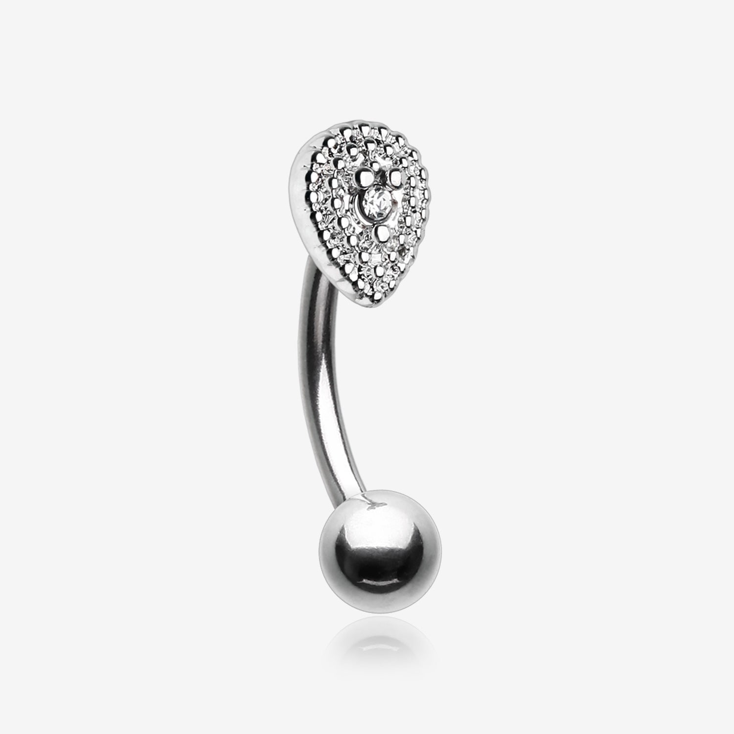 Aria Sparkle Teardrop Curved Barbell Ring-Clear Gem