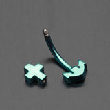 Detail View 1 of Colorline Anchor Curved Barbell Eyebrow Ring-Teal