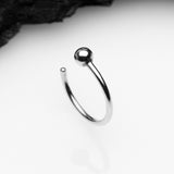 Detail View 1 of 14 Karat White Gold Solid Ball End Nose Hoop Ring