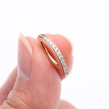 Detail View 3 of 14 Karat Gold Sparkle Gem Lined Minimalist Curved Bar Belly Clicker-Clear Gem