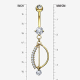 Detail View 1 of 14 Karat Gold Journey Sparkle Curvature Dangle Belly Button Ring-Clear Gem