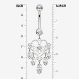 Detail View 1 of 14 Karat White Gold Royal Chandelier Marquise Sparkle Belly Button Ring-Clear Gem