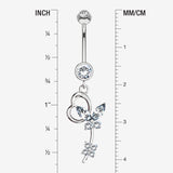 Detail View 1 of 14 Karat White Gold Heart Loop Butterfly Marquise Sparkle Belly Button Ring-Clear Gem