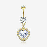 14 Karat Gold Brilliant Heart Solitaire Sparkle Loop Belly Button Ring