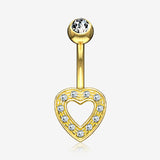 14 Karat Gold Charming Heart Sparkle Belly Button Ring