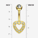Detail View 1 of 14 Karat Gold Charming Heart Sparkle Belly Button Ring-Clear Gem