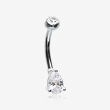 14 Karat White Gold Prong Set Teardrop Gem Belly Button Ring