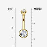 Detail View 1 of 14 Karat Gold Double Gem Ball Sparkle Basic Belly Button Ring-Clear Gem