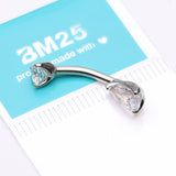 Detail View 3 of 14 Karat White Gold Dainty Brilliant Teardrop Sparkle Belly Button Ring-Clear Gem