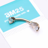 Detail View 3 of 14 Karat Gold Dainty Brilliant Teardrop Sparkle Belly Button Ring-Clear Gem