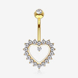 14 Karat Gold Brilliant Sparkle Multi-Gem Heart Belly Button Ring
