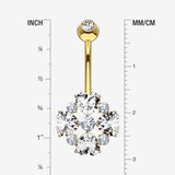 Detail View 1 of 14 Karat Gold Brilliant Multi Heart Gem Sparkle Floral Belly Button Ring-Clear Gem