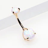 Detail View 2 of 14 Karat Gold Fire Opal Prong Set Belly Button Ring