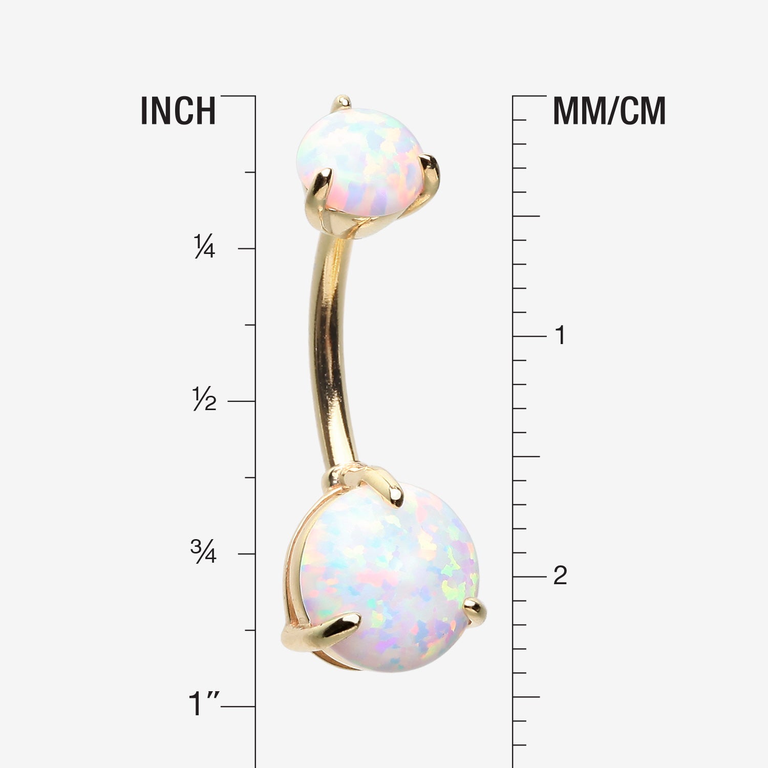 Detail View 1 of 14 Karat Gold Fire Opal Prong Set Belly Button Ring