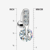 Detail View 1 of 14 Karat White Gold Luscious Sparkle Bar Reverse Belly Button Ring-Clear Gem