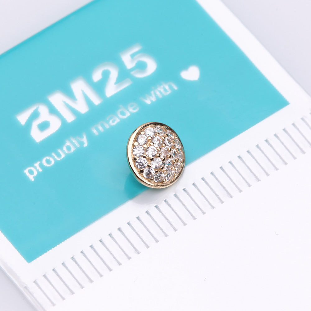 Detail View 2 of 14 Karat Gold Brilliant Sparkle Multi-Gem Round Dermal Anchor Top Part-Clear Gem